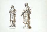GIOVANNI DUPRE', Sketch of two Sculptures, pen and wash